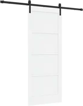 vidaXL Schiebet&uuml;r wei&szlig; und schwarz 83x202cm, massives Kiefernholz (3445407)
