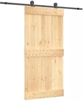 vidaXL Schiebet&uuml;r Massivkiefer natur/schwarz 100x210cm (3444991)