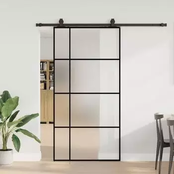 vidaXL Schiebet&uuml;r mit Beschlag ESG-Glas schwarz 102,5x205cm (3375873)