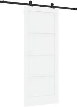 vidaXL Schiebet&uuml;r wei&szlig;/schwarz 83x202cm, massives Kiefernholz (3445452)