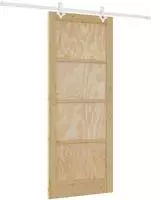 vidaXL Schiebet&uuml;r Nat&uuml;rlich und Wei&szlig; 86 x 211 cm Massives Kiefernholz