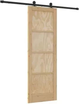 vidaXL Schiebet&uuml;r natur und schwarz 73,5x211cm (3445459)