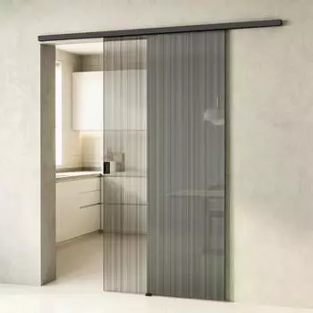 doporro Muranino-001 Glasschiebet&uuml;r Komplettset 102,5x205cm, 8mm ESG, schwarz geb&uuml;rstet (Muranino-001)