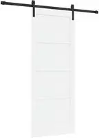 vidaXL Schiebet&uuml;r 83 x 202 cm Massives Kiefernholz Wei&szlig; und Schwarz