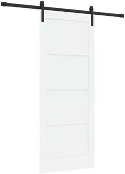 vidaXL Schiebetür weiß/schwarz, massives Kiefernholz, 83x202cm (3445398)