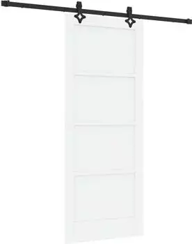 vidaXL Schiebet&uuml;r wei&szlig;/schwarz, Kiefernholz, 83x202cm (3445515)