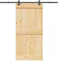 vidaXL Schiebet&uuml;r NARVIK Nat&uuml;rlich und Schwarz 100 x 210 cm (213,5 cm)