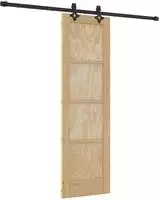 vidaXL Schiebet&uuml;r Nat&uuml;rlich und Schwarz 61 x 198,5 cm