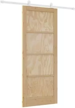vidaXL Schiebet&uuml;r Massivkiefer natur/wei&szlig; 86x211cm (3445475)