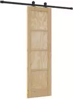 vidaXL Schiebet&uuml;r Nat&uuml;rlich und Schwarz 61 x 198,5 cm
