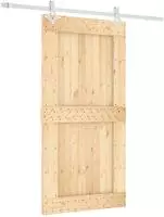 vidaXL Schiebet&uuml;r Nat&uuml;rlich und Wei&szlig; 100 x 210 cm Massivkiefer