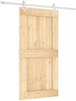 vidaXL Schiebet&uuml;r Massivkiefer natur/wei&szlig; 100x210cm