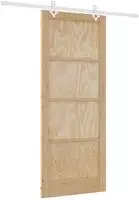 vidaXL Schiebet&uuml;r Nat&uuml;rlich und Wei&szlig; 86 x 211 cm Massives Kiefernholz