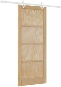 vidaXL Schiebet&uuml;r Massivkiefer natur/wei&szlig; 86x211cm (3445529)