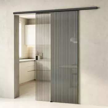 doporro Muranino-001 Glasschiebet&uuml;r Komplettset 90x205cm, 8mm ESG, schwarz geb&uuml;rstet (Muranino-001)