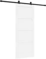 vidaXL Schiebet&uuml;r Wei&szlig; und Schwarz 83 x 202 cm Massives Kiefernholz