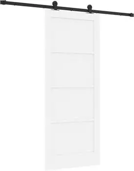 vidaXL Schiebet&uuml;r wei&szlig; und schwarz 83x202cm, massives Kiefernholz (3445461)