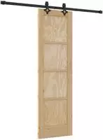 vidaXL Schiebet&uuml;r Nat&uuml;rlich und Schwarz 61 x 198,5 cm