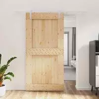vidaXL Schiebet&uuml;r Nat&uuml;rlich und Wei&szlig; 100 x 210 cm Massivkiefer