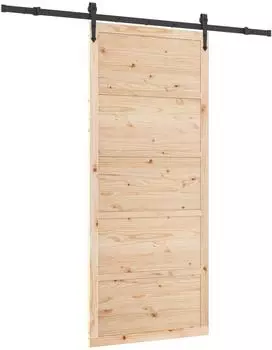 vidaXL Schiebet&uuml;r massives Kiefernholz, natur, 100x208cm (3445625)
