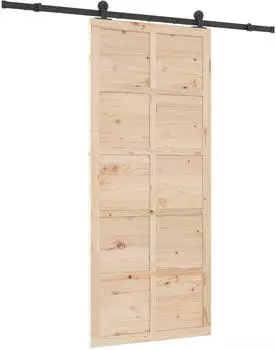 vidaXL Schiebet&uuml;r Massives Kiefernholz 100x208cm, natur (3445648)