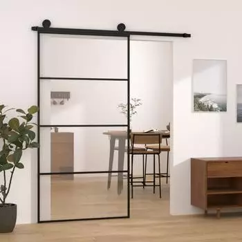 vidaXL Schiebet&uuml;r mit Beschlag, ESG-Glas & Aluminium, 102,5x205cm (3152149)