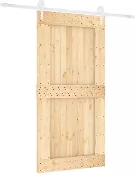 vidaXL Schiebet&uuml;r Massivkiefer 100x210cm, natur/wei&szlig; (3445187)