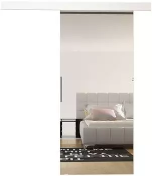 Mirjan24 Schiebetür 90cm mit Frontspiegel, Aluminiumgriff, Selbstschließsystem, weiß