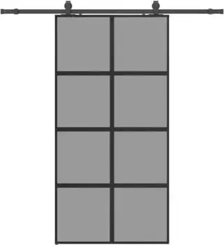 vidaXL Schiebet&uuml;r mit Beschlag schwarz 102,5x205cm Hartglas (3375897)