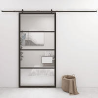vidaXL Schiebet&uuml;r Aluminium und ESG Glas 102,5x205 cm Schwarz
