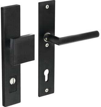 Intersteel Sicherheitsbeschlag für Haustür Griff/Drücker rechteckig PZ 92 mm schwarz matt