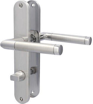 ALPERTEC Langschildgarnitur Bi-Color edelstahl/satiniert/poliert WC f&uuml;r Bad + WC T&uuml;ren