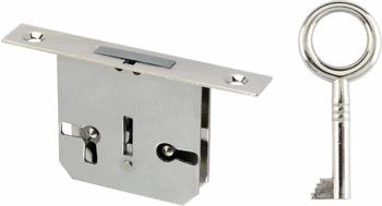 Magni Möbel-Riegelkastenschloss 35mm mit Stulp vernickelt rechts/links (0668.35002:Z72.206)