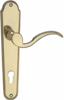 Marchesi Dr&uuml;ckergarnitur L&ouml;ffelform/Posthorn auf Schild PZ88, Messing poliert (SET)