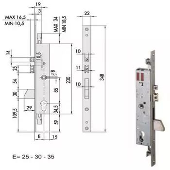 Cisa 16225 Elektro-Einsteckschloss Schwenkfalle 30mm (458401)