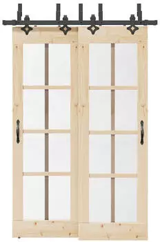 vidaXL Schiebet&uuml;rbeschlag-Set 152,5cm Stahl Schwarz (3295735)