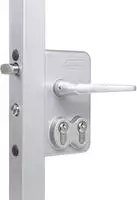 Gittertorschloss LDKZ4040 D1L, 2 PZW, f&uuml;r 40 mm Vierkantrohr, Alu silberf&auml;rbig