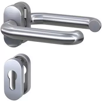 Basi Schmalrahmen-Dr&uuml;ckergarnitur oval U-Form Edelstahl TS 38-45mm (7301-0208)