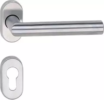 Marchesi RIGA Dr&uuml;ckergarnitur auf ovaler Rosette PZ, Edelstahl matt (1420-2620/A-2627/A INOX -ER-UK)