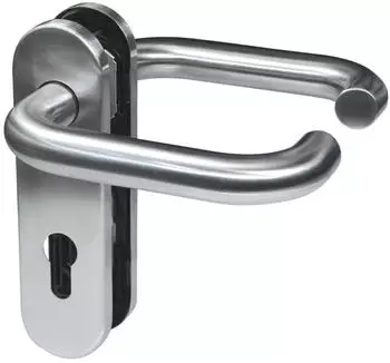 BKS Rondo H1.0 Kurzschildgarnitur Edelstahl EST PZ abgerundet (B-70010-00-0-8)