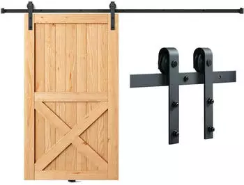 VEVOR Schiebet&uuml;rbeschlag J-f&ouml;rmig 244cm 2-teilige Schienen 150kg Tragf&auml;higkeit