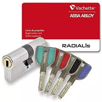 Vachette Radialis Synkro Sicherheitszylinder débrayable 42,5x42,5mm Edelstahl, 4 inkopierbare Schlüssel (599103)