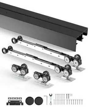 VEVOR Schiebet&uuml;r-Doppelschienensystem Aluminiumlegierung 2438mm 68kg (YMXT-XC40-8B)
