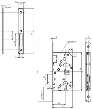 Vachette Serie D454GL Einpunktschloss Riegel schwarz 50mm Achse (22762000)