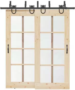 vidaXL Schiebet&uuml;rbeschlag-Set 200cm Stahl Schwarz (3295738)