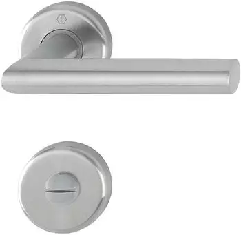 Hoppe Utrecht Dr&uuml;ckergarnitur auf Rosette WC, T&uuml;rst&auml;rke 39-47mm, Edelstahl matt (3884657)