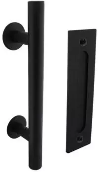 Intersteel Schiebet&uuml;r Griffset T-Form Sto&szlig;griff &Oslash;25x305mm mit Griffmuschel 220x60mm Schwarz (0023.450160)