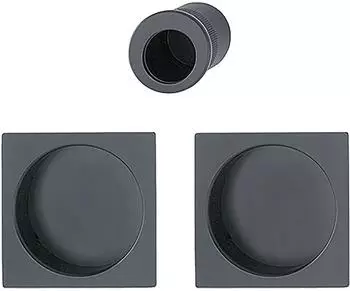 Hoppe Schiebet&uuml;rmuschel Set 4921 eckige Rosette, Aluminium schwarz matt (11699310)