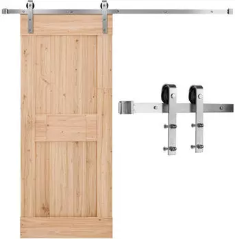 VEVOR Schiebet&uuml;r-Beschlag-Set Scheunentor 183cm, J-Rolle, 150kg, Geb&uuml;rstetes Nickel (6FT-2D-5K-Y)