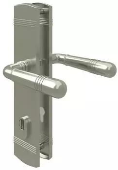 MS Beschl&auml;ge Sicherheitsbeschlag Langschild Zylinderschutz Nickel matt Dr&uuml;cker/Dr&uuml;cker (DIN 8/72)
